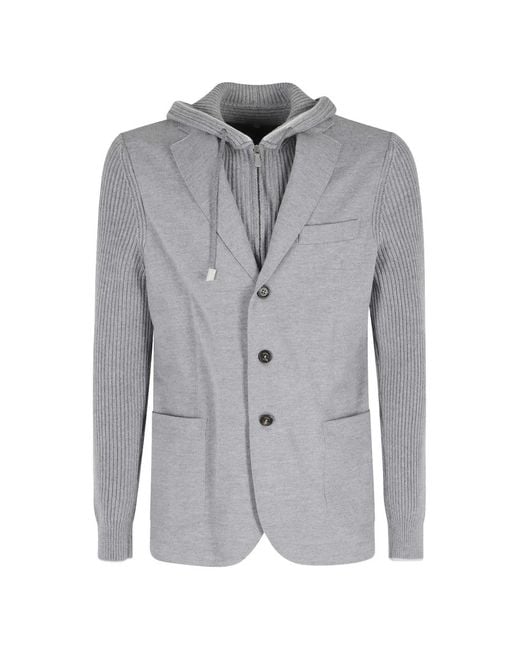 Eleventy Gray Panelled Jacket for men