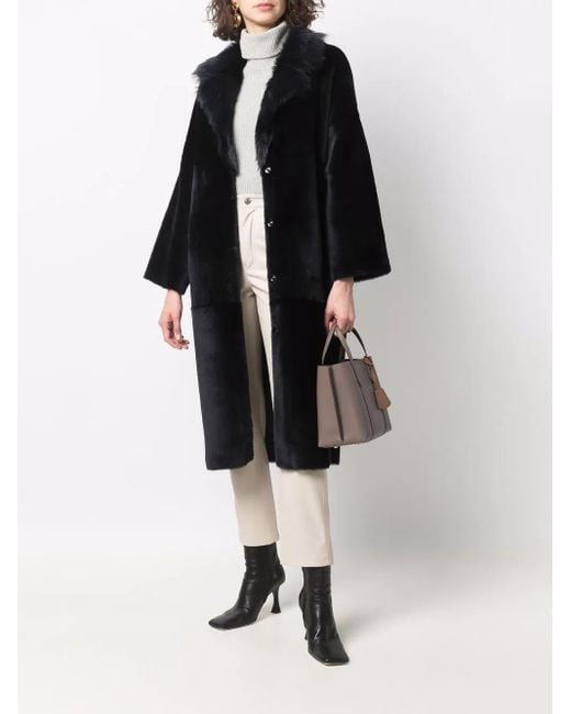 Liska Black Single-Breasted Shearling Coat