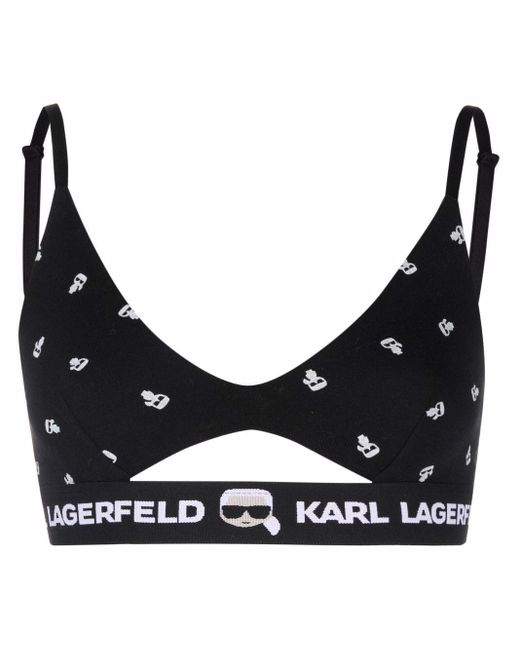 Karl Lagerfeld Cotton Ikonik Peephole-detail Bra in Black | Lyst Canada