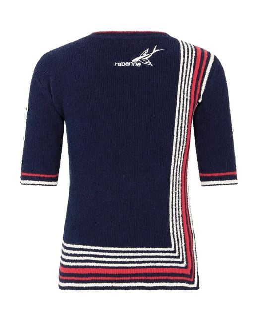 Rabanne Blue Striped Knitted Top