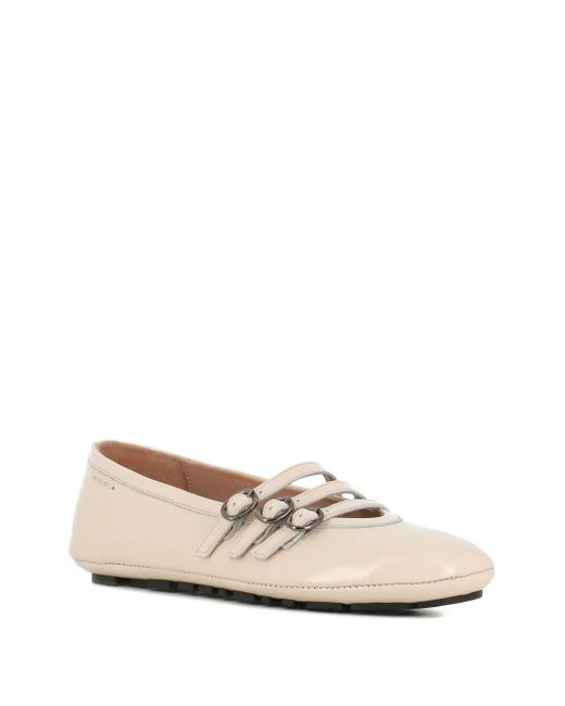 Alexander Hotto Natural Three-buckle Ballet Flats