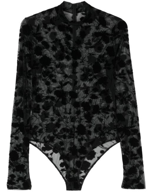 Body con motivo floral afelpado Givenchy de color Black