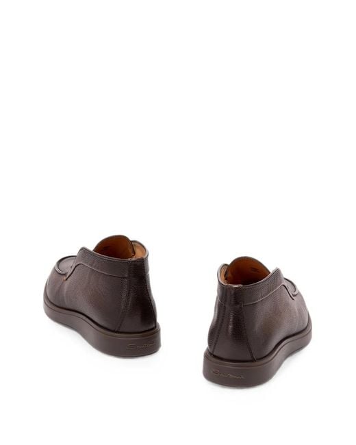 Santoni Brown Dragon Grained Leather Boots for men