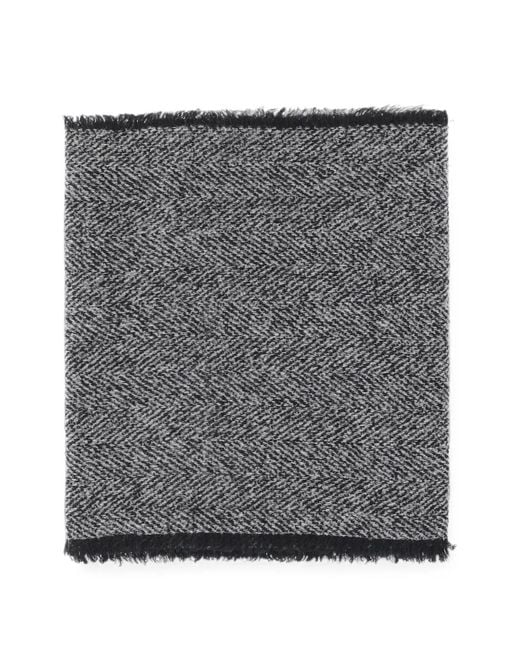 Faliero Sarti Gray Herringbone-Pattern Fringed Scarf
