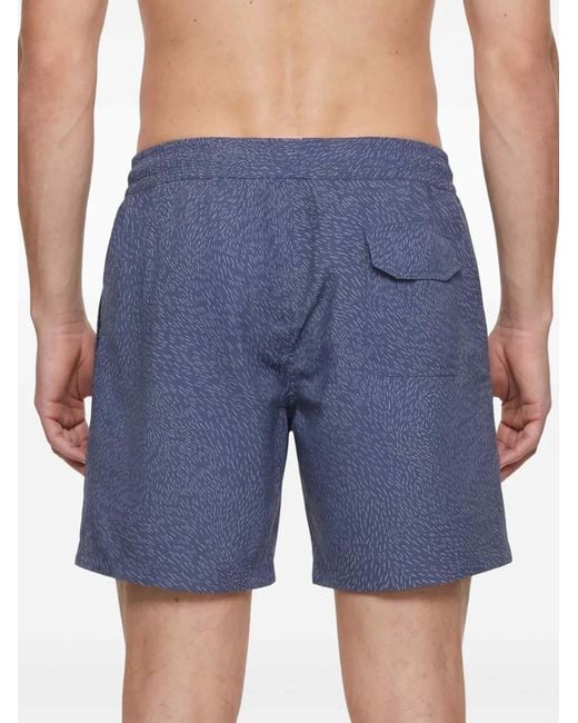 Brioni Blue Patterned Drawstring Swim Shorts for men