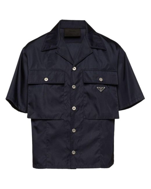 Prada Blue Re-nylon Short-sleeved Shirt for men