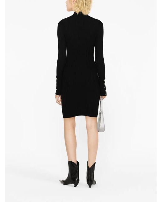 Robe Courte En Maille Nervurée À Coupe Courte Rabanne en coloris Black