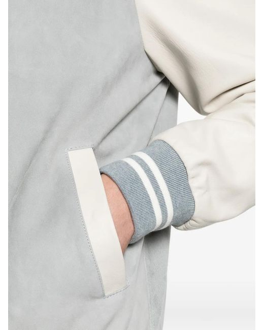 Eleventy Gray Striped-Trim Jacket for men