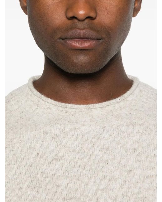 Brunello Cucinelli White Mélange-Effect Jumper for men