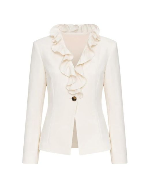DIVEDIVINE White Maira Ruffle-Trim Jacket