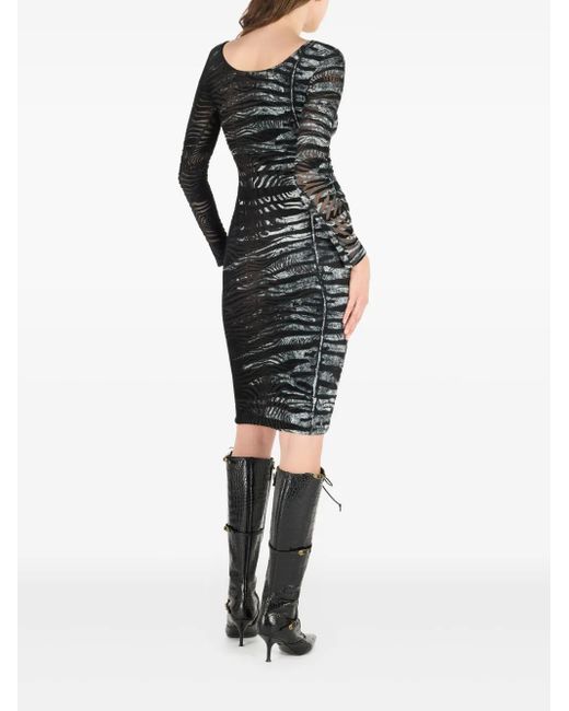 Roberto Cavalli ゼブラプリント ミニドレス Black