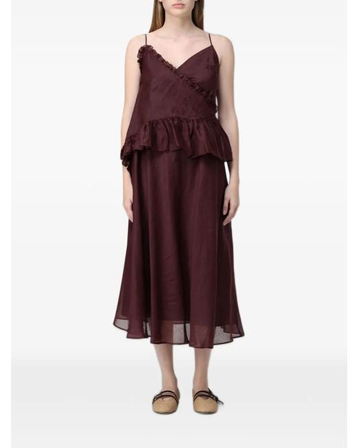 MEIMEIJ Purple Ruffled Midi Dress