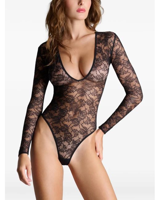 Maison Close Gray Flashback V-Neck Bodysuit