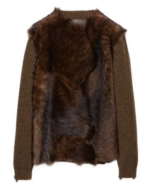 Prada Brown Shearling Wool Sweater for men