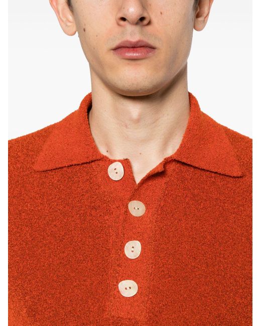 Sandro Orange Terry-knit Polo Shirt for men