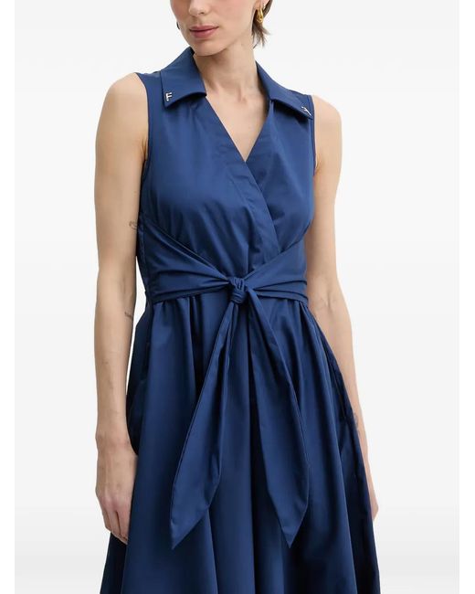 Fracomina Blue Sleeveless Wrap-Style Midi Dress