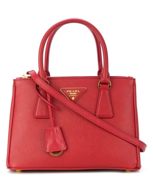 Prada Leather Borsa A Mano Saffiano Lux Rosso in Red | Lyst