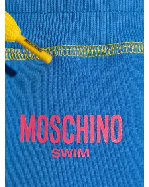 Moschino Blue Colour-blocked Cotton Beach Shorts for men