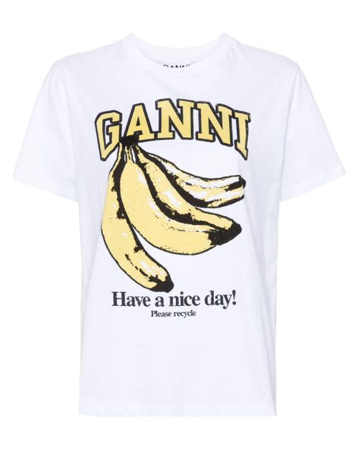 Ganni Banana Tシャツ White