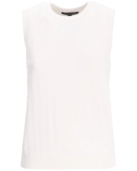 ARMANI EXCHANGE White Knitted Tank Top