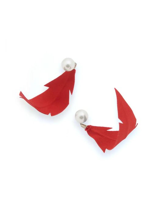 Marni Red Feather Earrings