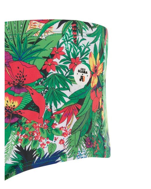 Amir Slama Green Floral-Print Swimming Trunks for men