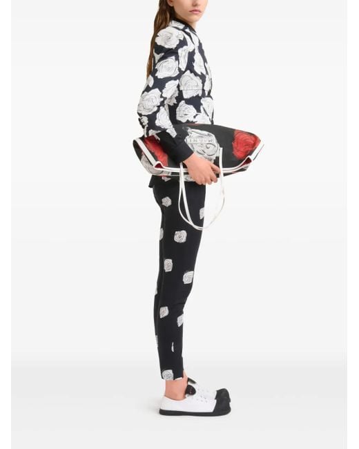 Marni Black Aurora Rose-Print Blazer