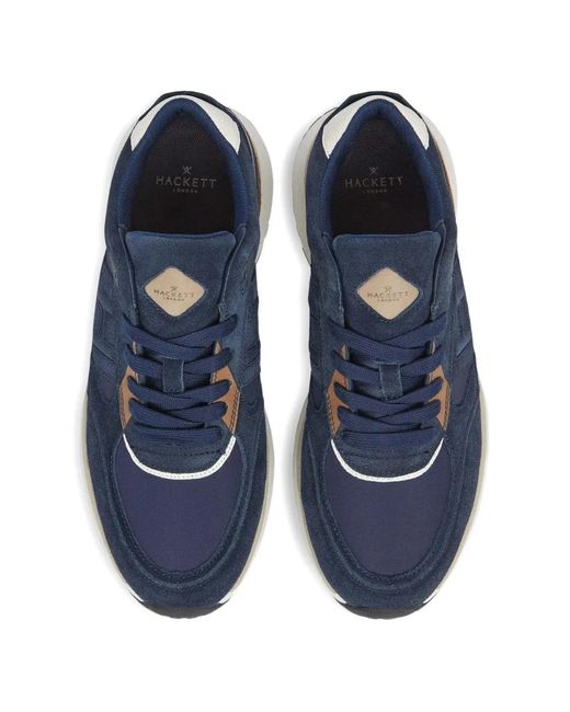 Hackett Blue Otto Monogram-Detail Sneakers for men