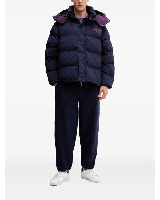 EA7 Blue Hooded Logo Patch Jacket for men