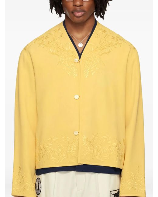 Bode Jacke mit Blumenstickerei in Yellow für Herren