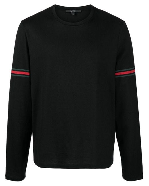 Gucci Black Web-stripe Cotton T-shirt for men