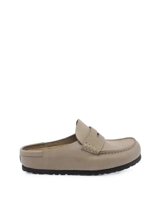 Birkenstock White Naples Leather Mules