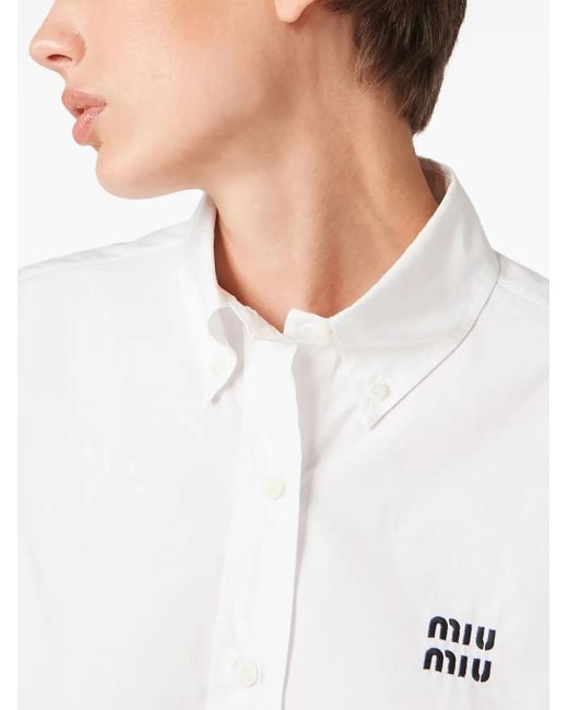 Miu Miu White Poplin Boxy Shirt Clothing