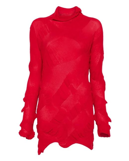 Yohji Yamamoto ロングスリーブ ギャザードレス Red