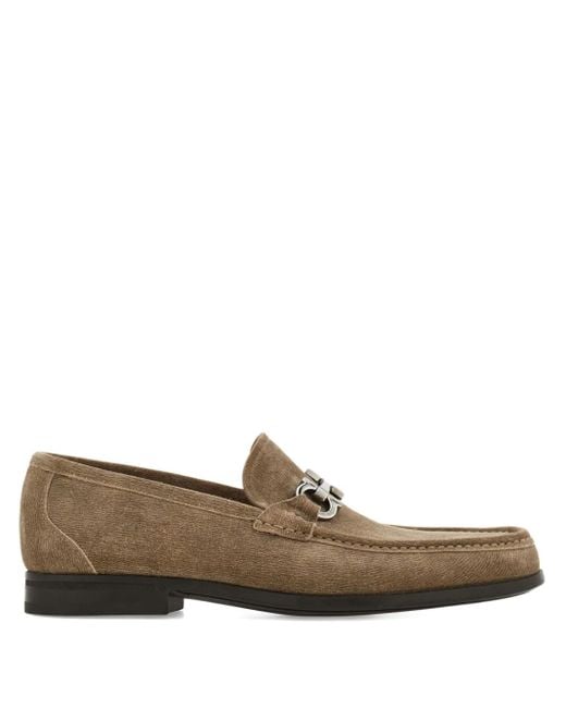 Ferragamo Brown Gancini-Buckle Loafers for men