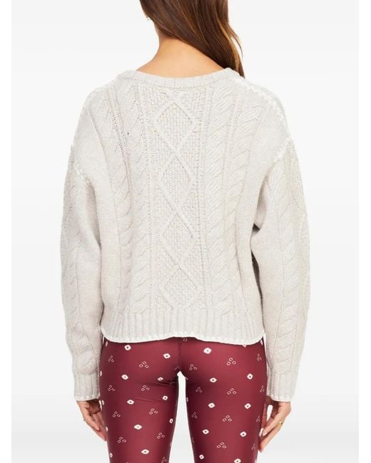 The Upside White Xanthe Cable-Knit Crew-Neck Sweater