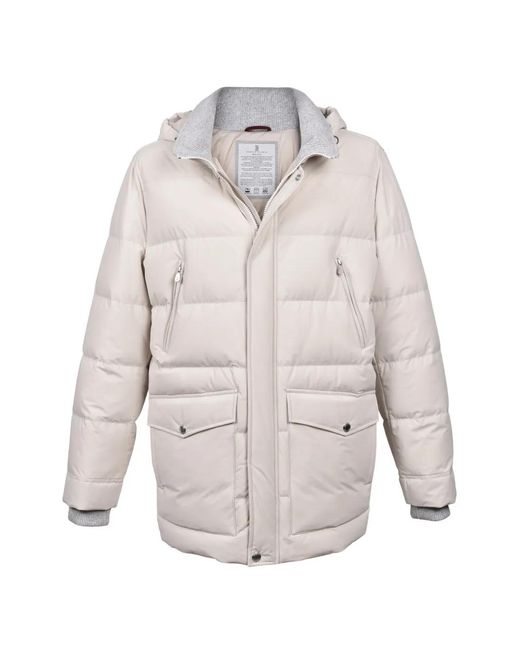 Brunello Cucinelli White Quilted Down-Feather Padded Coat for men