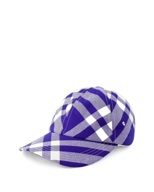 Burberry Purple Check-Pattern Wool Baseball Cap