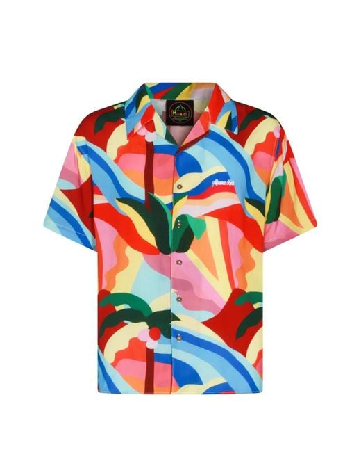 Mauna Kea White Abstract-Print Short-Sleeve Shirt for men