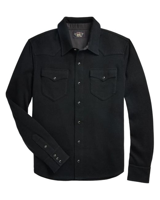 RRL Black Knitted Shirt for men