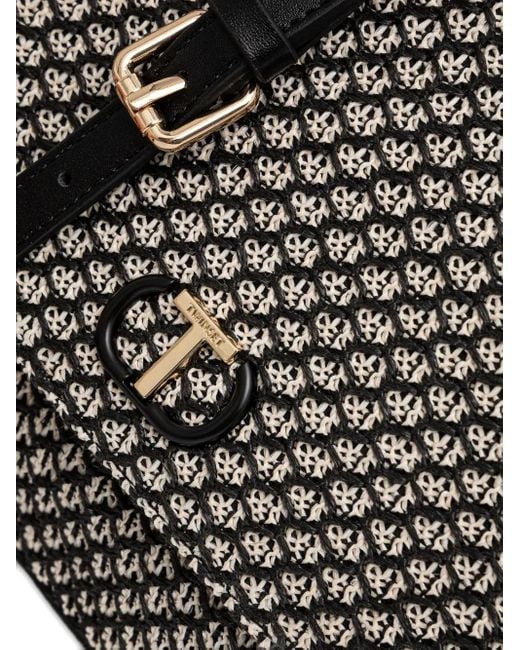 Twinset Black Mesh-Effect Canvas Bag