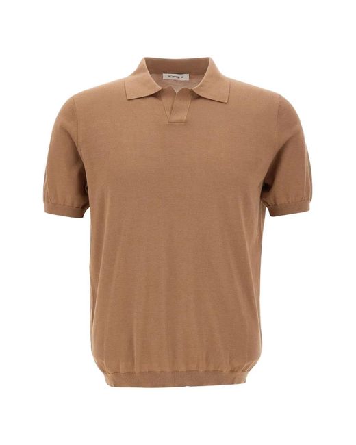 Kangra Brown Ribbed-Trim Short-Sleeve T-Shirt for men