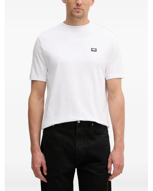 Karl Lagerfeld White Logo-Patch T-Shirt for men