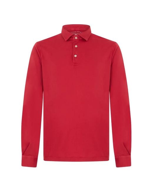 Fedeli Red Long-Sleeve Polo Shirt for men