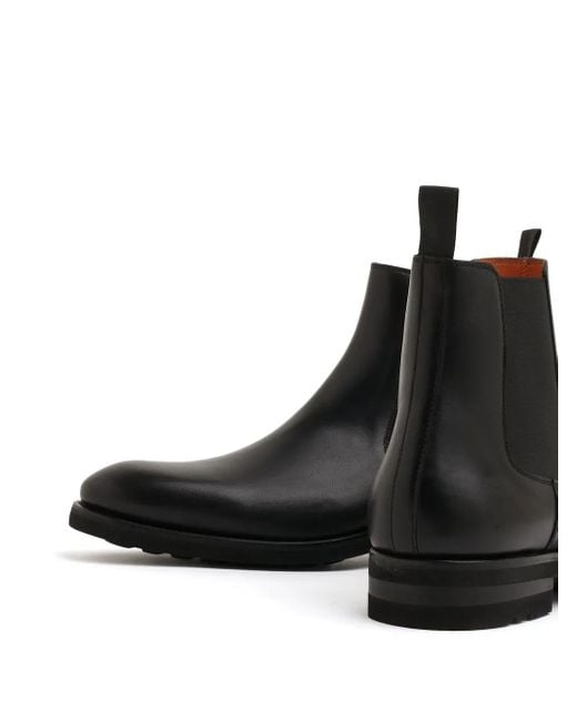 Magnanni Shoes Black Elasticated-Panel Chelsea Boots for men