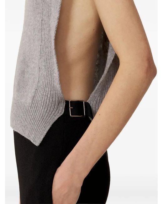 Lanvin Gray Ribbed-Trim Sweater