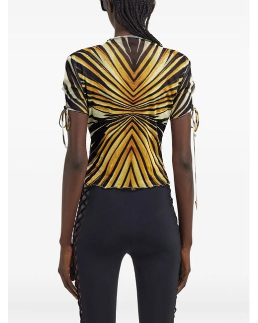 Roberto Cavalli Metallic Ray Of Gold Mesh T-shirt