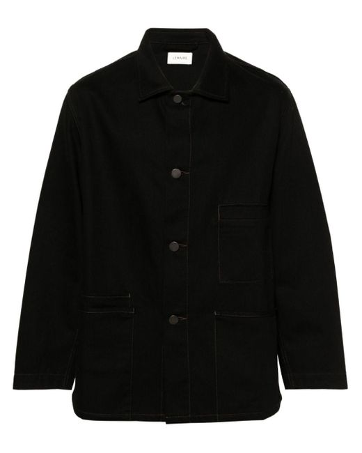 Giacca-camicia con colletto dritto di Lemaire in Black