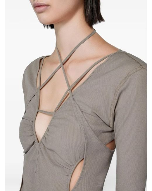 SRVC Studio Gray Cut-Out Ruched Top