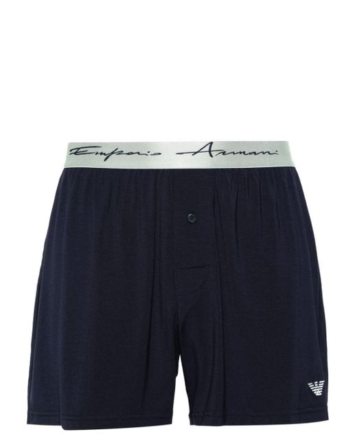 Emporio Armani Blue Logo-waistband Boxer Shorts for men